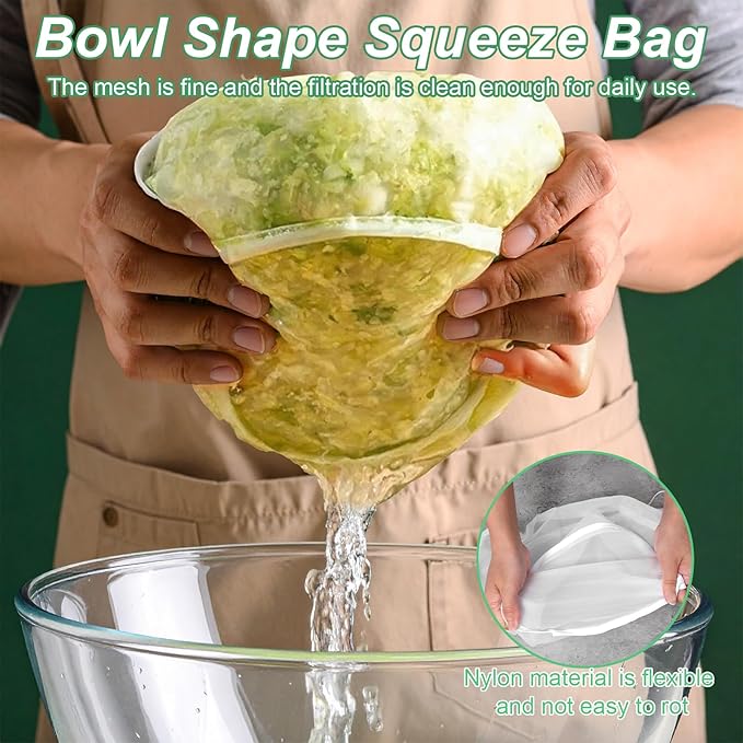 Bowl-Shaped Nylon Nut Milk Bags, 6PCS Bowl Shaped Fine Mesh Strainer Reusable Drawstring Cheese Cloth Filter Bags White for Almond Milk Greek Yogurt Juicing Coffee