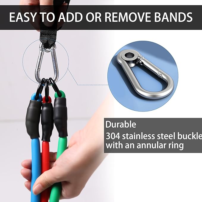 Resistance Bands with Handles for Working Out Women and Men, Exercise Bands with Door Anchor, Stretch Bands for Home Workouts, Simple Guide Included-FlexoryFit