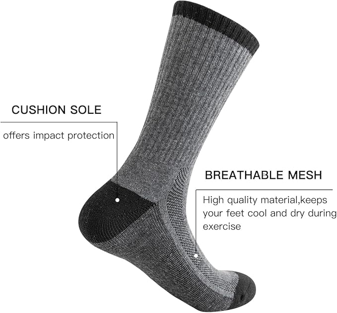 JOYNÉE 8 Pairs Mens Breathable Athletic Crew Socks Arch Support Cushioned Socks for Hiking Sports Running,Sock Size:10-13-FlexoryFit