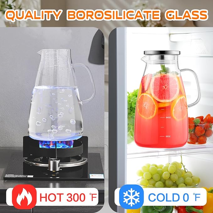 1 Gallon 128oz Glass Pitcher, Water Pitcher - Image 3