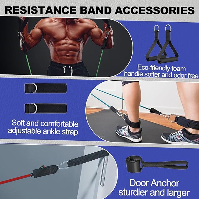 Resistance Bands,Exercise Bands,Resistance Bands for Working Out with Handles for Men and Women,Workout Bands with Door Anchor and Ankle,Strength Training Home Gym Equipment-FlexoryFit