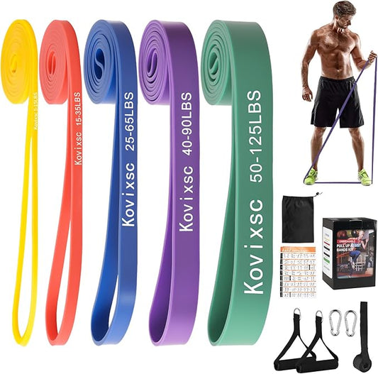 Resistance Bands for Working Out, Pull Up Assistance Bands, Exercise Workout Bands for Men & Women, Gym Bands with Door Anchor & Handle, Stretching Bands for Physical Therapy, Muscle Training-FlexoryFit