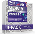 BNX TruFilter 24x24x1 Air Filter MERV 8 (4-Pack) - MADE IN USA – Air Conditioner HVAC AC Furnace Filters for Dust, Pet, Mold, Pollen MPR 600 – 700 & FPR 5 (Actual Size: 23.38 x 23.38 x 0.75 Inches)