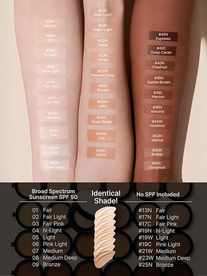 JUNG SAEM MOOL Essential Skin Nuder Cushion 36N Almond 0.49 Fl Oz, No Refill, Natural Radiant Finish Cushion Foundation with Buildable Coverage, Lightweight Texture, Korean Foundation Makeup-FlexoryFit
