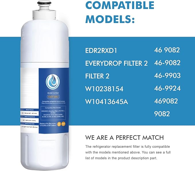 EDR2RXD1 W10413645A Water Replacement, Compatible with W10413645A, EDR2RXD1, KAD2RXD1, WHR2RXD1, Kenmore 46-9082, 9082, 46-9903, P9RFKB2L, 1 Count