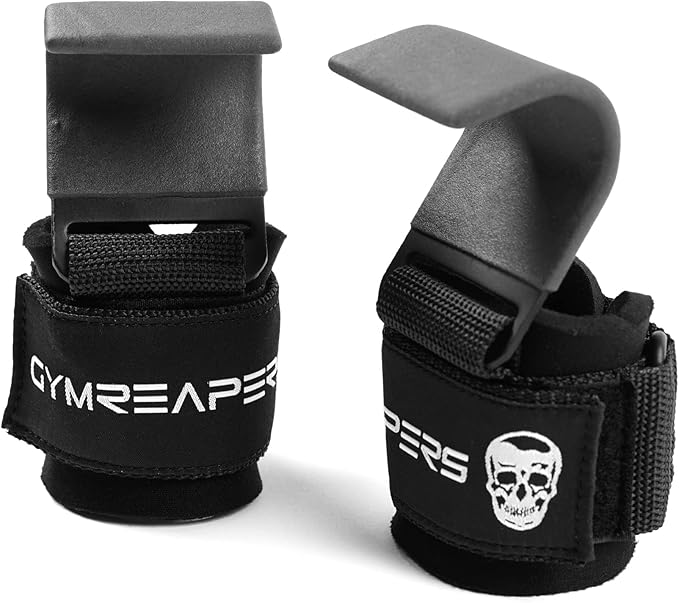 Gymreapers Weight Lifting Hooks (Pair), Heavy Duty Power Wrist Straps Hand Grip Support For Deadlifts, Pull Ups, Shrugs - Gym Gloves For Men and Women-FlexoryFit