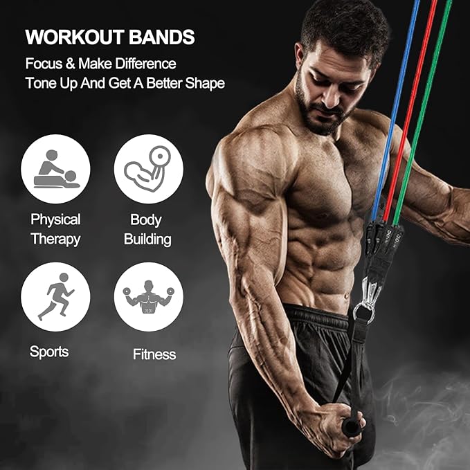 Resistance Bands,Exercise Bands,Resistance Bands for Working Out with Handles for Men and Women,Workout Bands with Door Anchor and Ankle,Strength Training Home Gym Equipment-FlexoryFit