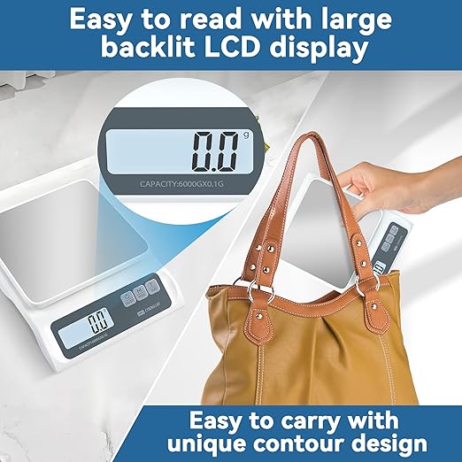 13lb/0.1g Precision Digital Food Scale - Meal Prep Kitchen Baking & Espresso Coffee - Gram Scale with Stainless Steel Platform & LCD Display-FlexoryFit