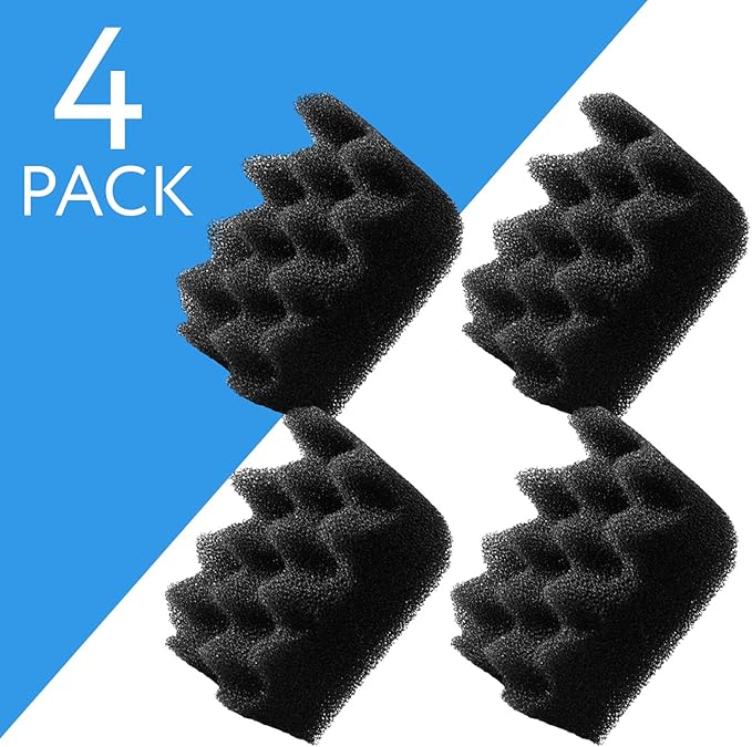 Evergreen Pet Supplies Aquarium Filter Foam Replacement - 4-Pack, Black - Compatible with Fluval 304/305/306 & 404/405/406 Models - Fish Tank Accessories & Aquarium Filters