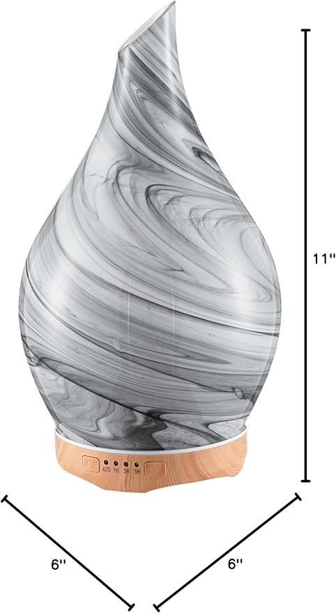 Porseme 280ml Essential Oil Diffuser Glass Color Changing Aroma Air Diffusers Aromatherapy Ultrasonic Cool Mist Humidifier 7 Running Hours Waterless Auto-Off for Sleeping, Yoga, Office, Spa (Ink)