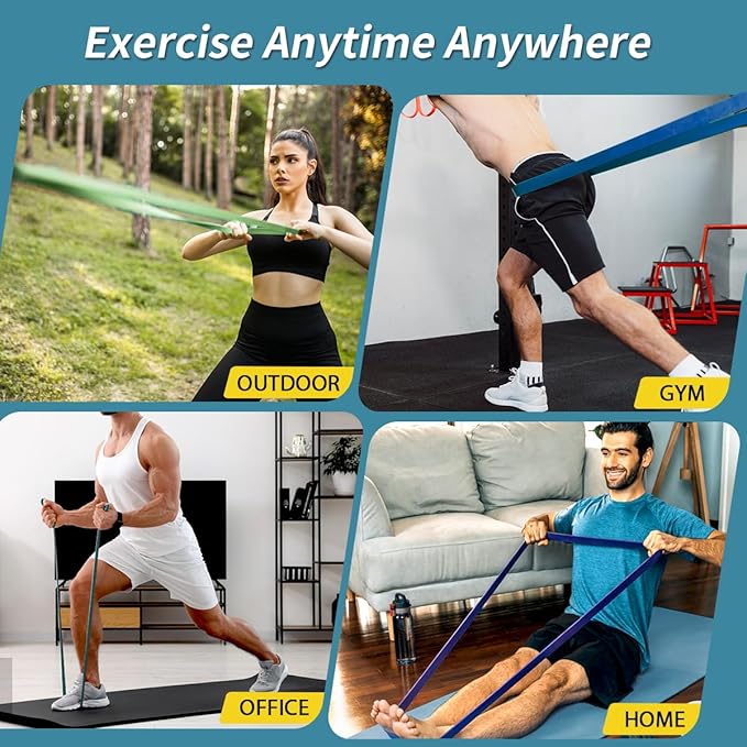 WHATAFIT Resistance Bands, Pull Up Assistance Bands, Exercise Bands, Workout Bands Set for Men and Women Home Fitness, Body Stretching, Strength Training, Physical Therapy-FlexoryFit