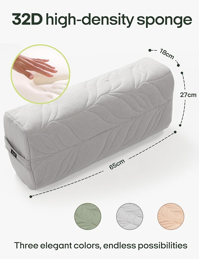 Zonli Yoga Bolster Pillow for Meditation & Restorative Yoga - Rectangular Support Cushion with Removable Cotton Cover & Carry Handle, 26"x11"x7"-FlexoryFit