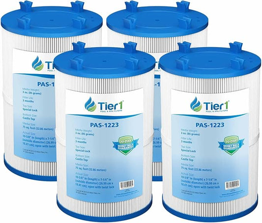 Tier1 Replacement for Dimension One Spa Filter 1561-00 – 4 Pack | Compatible with Pleatco PDO75-2000, FC-3059, C-7367 | 10-5/8" x 7-1/4" | Trilobal Fabric | High Flow | Washable Spa Filter Cartridge