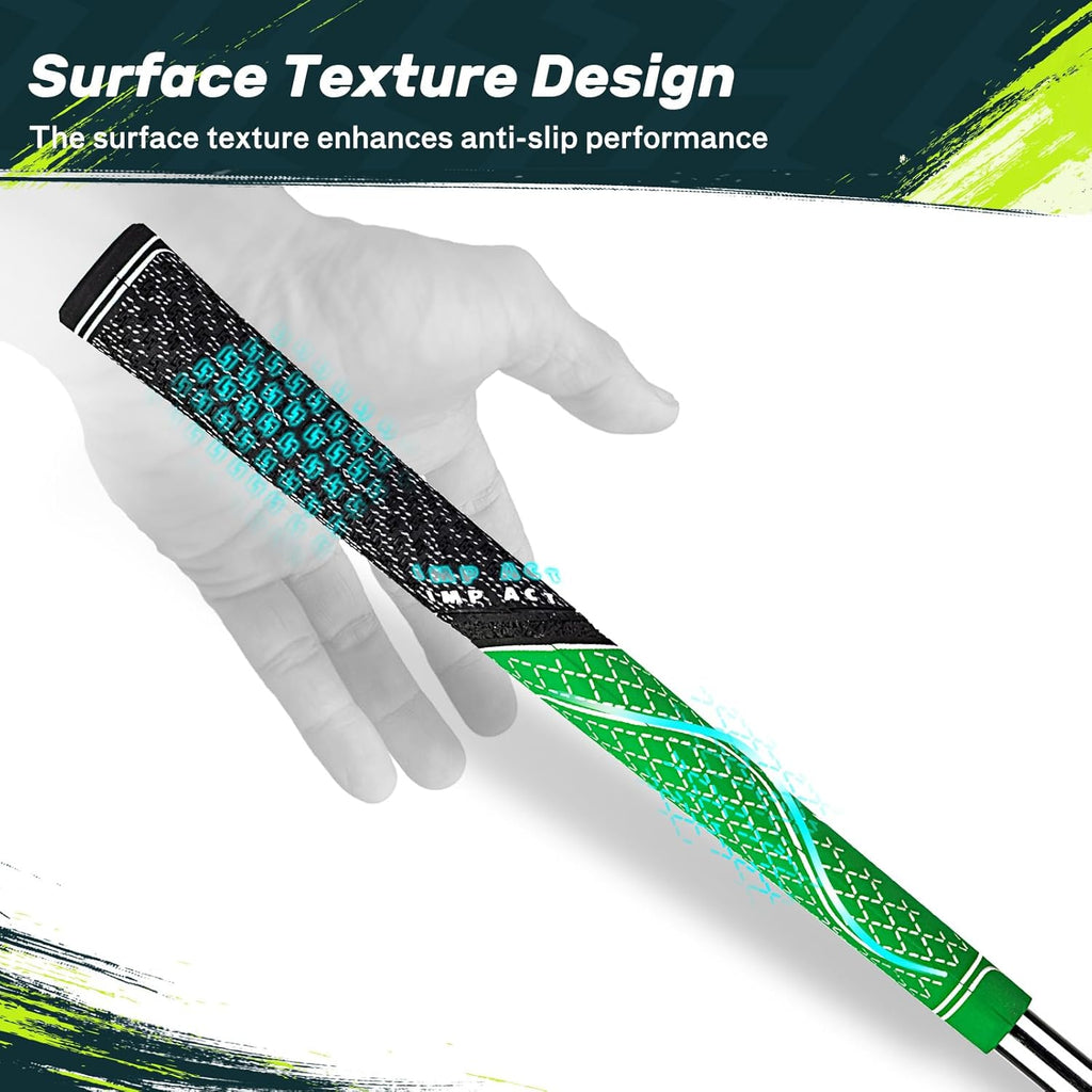 SAPLIZE Hybrid Golf Grips (CL07) - Set of 13, Innovative Design, Cross Corded Rubber Technology, Options of 8 Colors, Standard/Midsize, Basic/Deluxe Kit for Choice, Multicompound Golf Club Grips