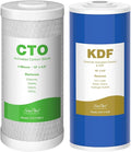 SimPure 2-Stage 10" x 4.5" Whole House Water Filter Replacement, 5 Micron Carbon CTO and GAC/KDF Water Filter Set, 2-Pack