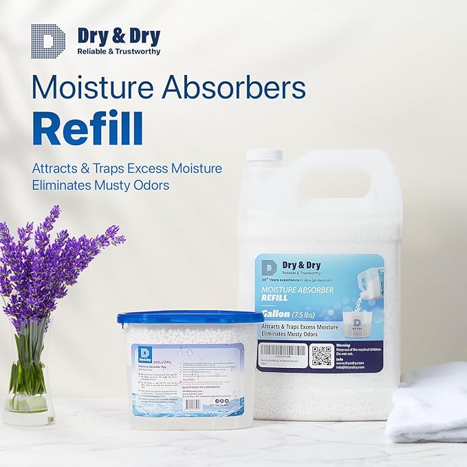 Dry & Dry Moisture Absorbers Refill Beads (16 LBS) - Home & Bedroom Dehumidifiers, Moisture Absorbers