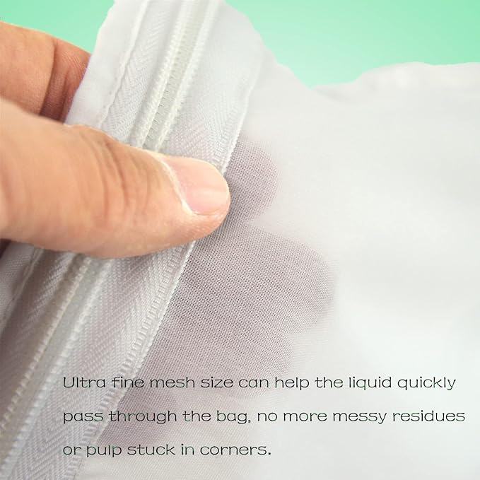 WMKGG Ultra Fine Mesh Strainer Bags, Reusable Filter Bags with Stainless Steel Handle Frame for Filter NutMilk, Coffee, Milk, Butter, Juices and Fresh Cheese (Large Size)(8.6"Wx13.4"D)