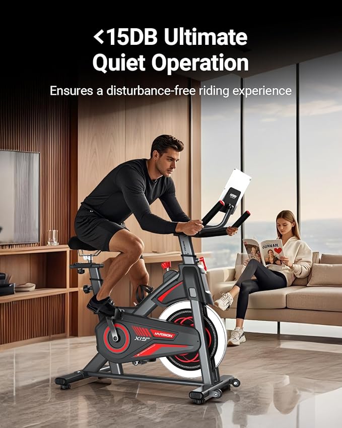HARISON Semi-Commercial Exercise Bike 400 lbs Capacity, Magnetic Stationary Bikes for Home Gym with Bluetooth & Tablet Holder & Comfortable Seat Cushion