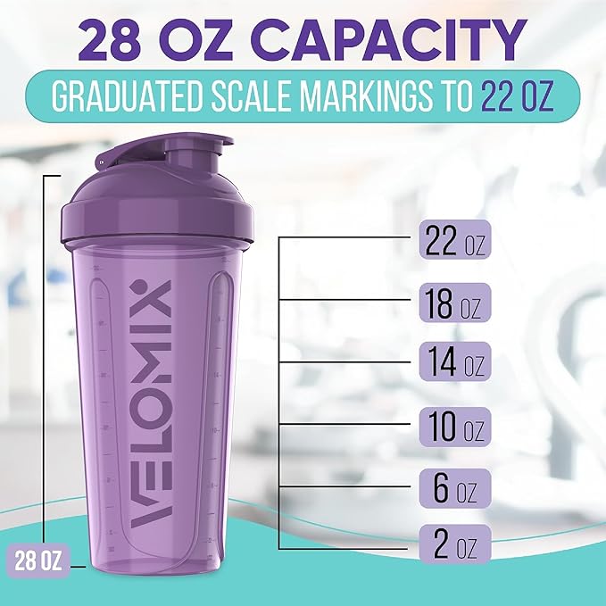 '-2 Pack- 28 oz Protein Shaker Bottles for Protein Mixes - 2x Wire Whisk | Leak Proof Shaker Cups for Protein Shakes | Protein Shaker Bottle Pack | Shakers for Protein Shakes-Purple&Black-FlexoryFit