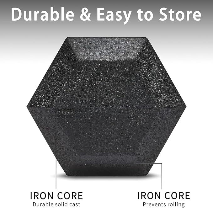 Yufer 6-10 Pair Iron and Rubber Coated Dumbbell Set 350/450 and 550 lbs 5-50 lbs Hand Free Weight for Strength Hex Rubber Weights with Vertical Storage Rack Fitness Home Gym Equipment-FlexoryFit