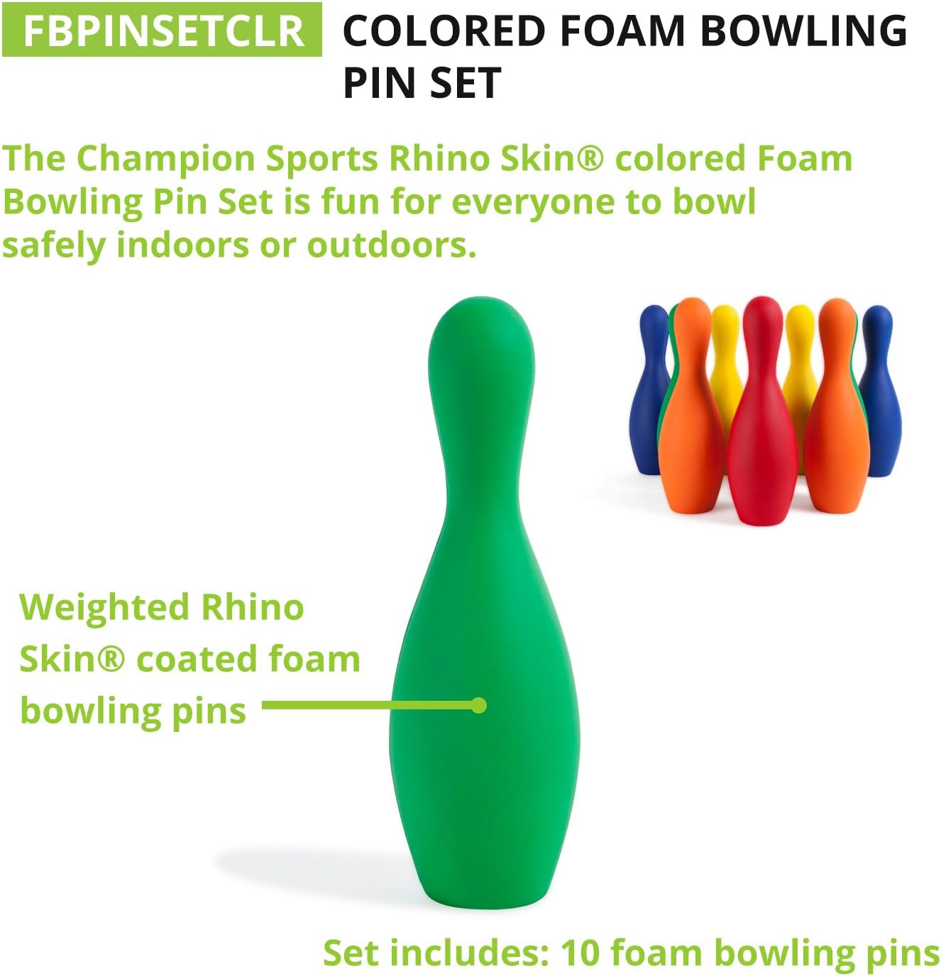 Champion Sports Weighted Foam Bowling Pin Set - Pins Only