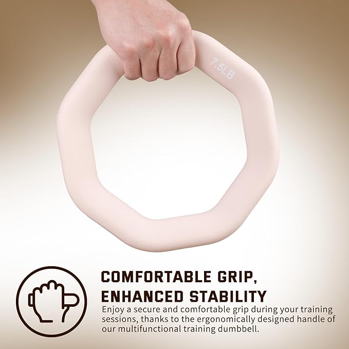 Leikefitness Weight Ring 2-in-1 Kettlebell & Dumbbell, cast Iron+PVC Coating, Yoga Exercise, Aerobics, Core Training, 4 in a Set (0.33LB + 5.5LB + 7.5LB + 10LB)-FlexoryFit