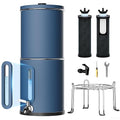 Purewell 2.25G Gravity Water Filter System with Water Level Window, 3-Stage 0.01μm Ultra-Filtration Stainless Steel Countertop System with 2 Filters and Stand, Reduce 99% Chlorine, PW-KS