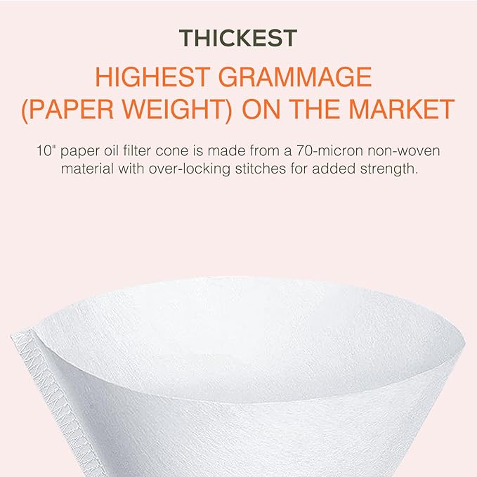 50PCS 10” Fryer Oil Filters, Deep Fryer Oil Cone Filter Filters with Folding Arms to Attach to Deep Fryers, Maple Syrup Grease Filter Cones, for Longer-Lasting Frying Oil & Maple Syrup