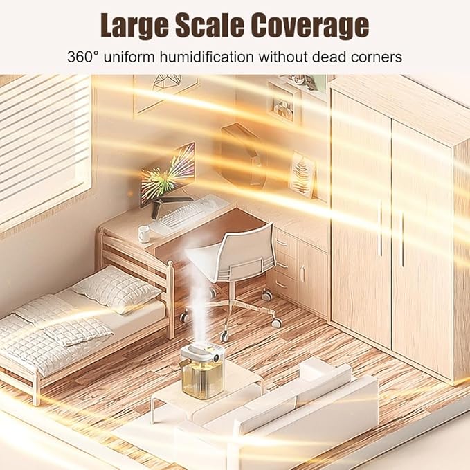 Mini Humidifier with Night Light, 2L Dual Channels Mist Humidifier, Top Fill Desktop Humidifier for Bedroom Office Car