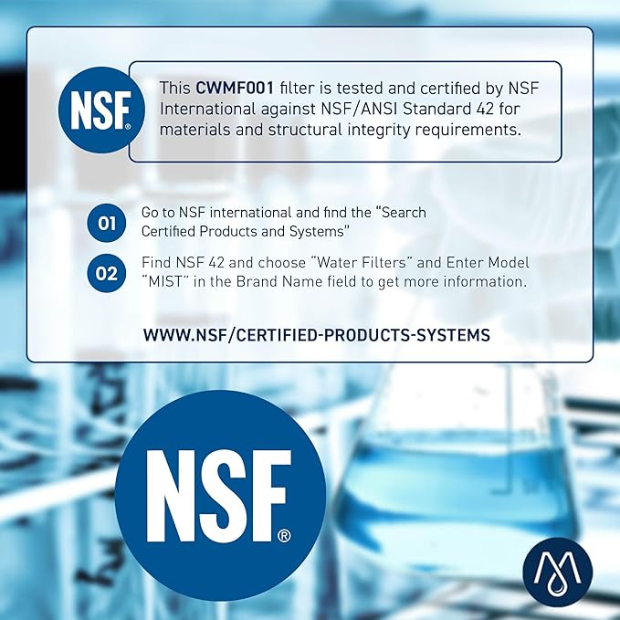Mist EDR1RXD1 Refrigerator Water Filter Replacement for Everydrop® Filter 1 – Whirlpool® WHR1RXD1 W10295370A, Kenmore® 46-9081 – 2-Pack – NSF 42 & 372 Certified