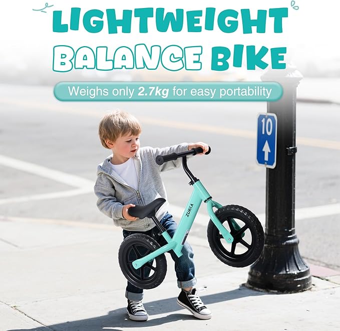 12 inch Toddler Balance Bike Adjustable Handlebar & Seat Anti-Slip Grip Suitable for 2-5 Years Old with Footrest Lightweight for Tolddlers Boys Girls Multiple Colors to Choose-FlexoryFit