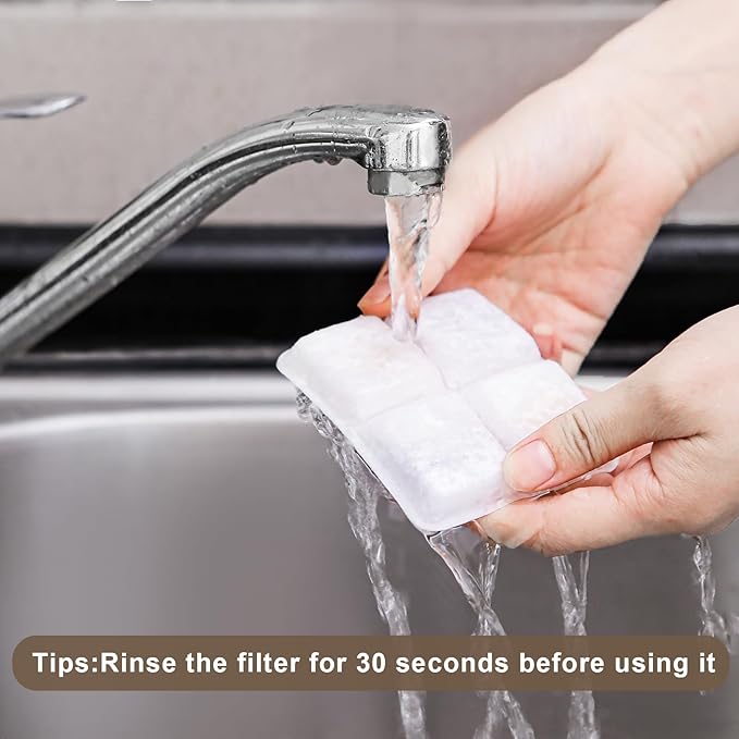 6 Pack Pet Water Fountain Replacement Filters, for 135 oz/4 L Cat Water Fountain Cordless, 6 Months Set of Ultra Quiet Pet Dispenser Stainless Steel, White 6 Count