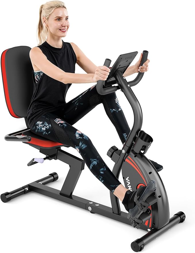 VANSWE Recumbent Exercise Bike for Adults Seniors - Recumbent Bikes for Home with Magnetic Resistance, Bluetooth and App Connectivity, Pulse Sensor-FlexoryFit