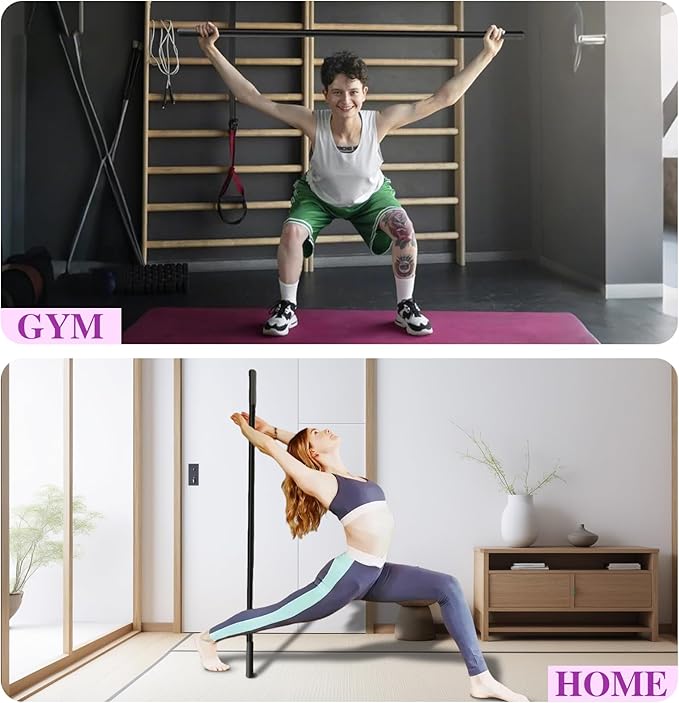 5ft Yoga Stick - Sturdy Steel Adjustable Stretching Stick for Mobility,Flexibility & Balance | Non-Slip Ends & Foam Handles | Exercise Pole for Fitness,Physical Therapy,Posture Correction-FlexoryFit