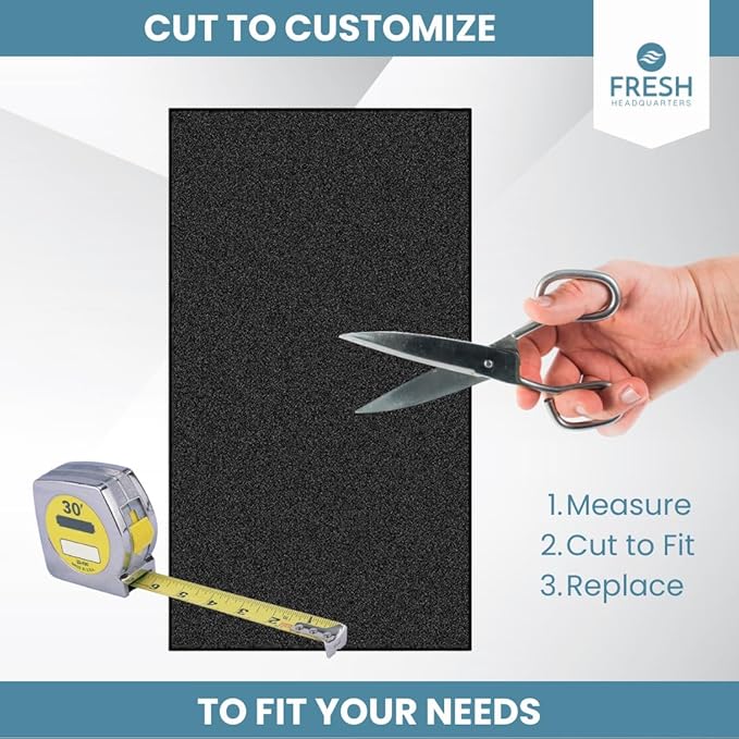 Activated Carbon Filter Pad - Cut To Fit Air Filter Roll for Improved Filtration - Universal Carbon Sheet for Air Purifier, Furnace, AC, Range Hood, 3D Printer, and Odor/VOC Control