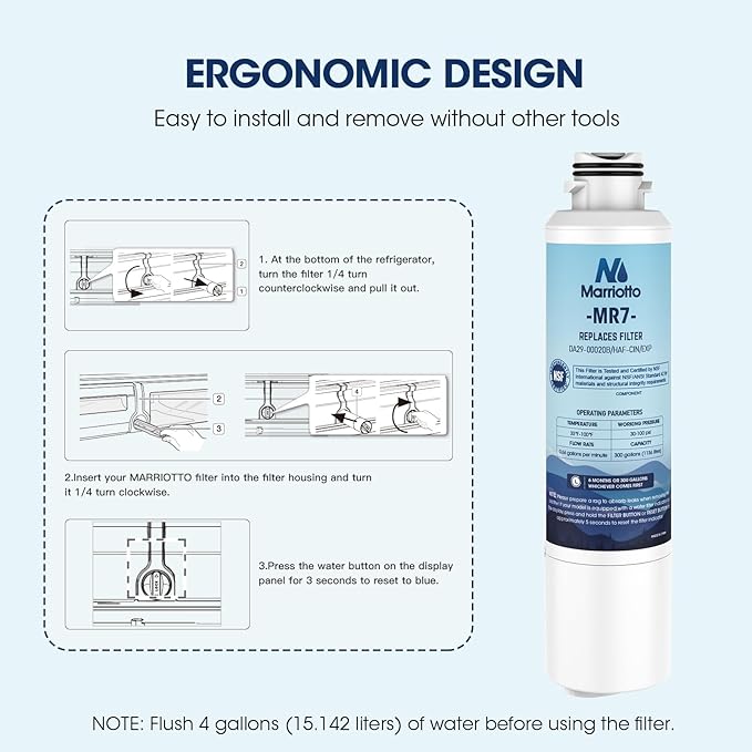 MARRIOTTO DA29-00020B Refrigerator Water Filter, Compatible with DA29-00020B, DA29-00020A, HAF-CIN/EXP, 46-9101 Refrigerator Water Filter, 1 Pack