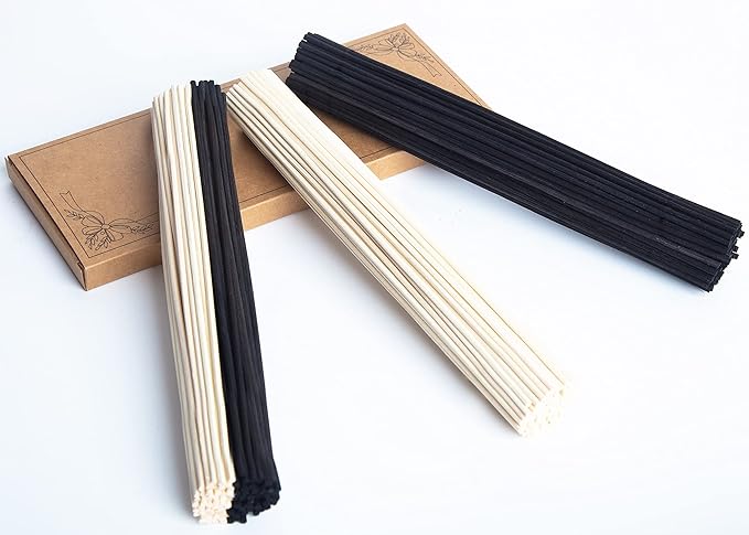 120PCS Reed Diffuser Sticks 7.5in/19CM Diffuser Sticks Diffuser Reeds Replacements Sticks for Home,SPA (Black and Natural)