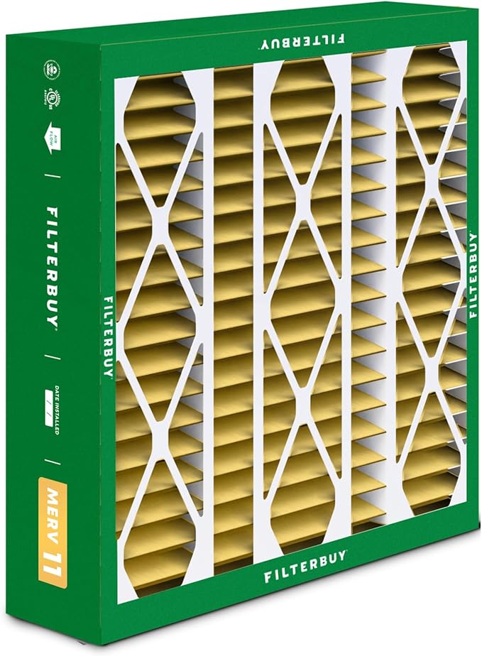 Filterbuy 20x25.25x3.5 Air Filter MERV 11 (MPR 1200) Allergen Defense Replacement (3-Pack), Pleated HVAC AC Furnace Filters for Aprilaire Space-Gard 102/2120 (Actual Size: 19.94 x 25.38 x 3.75)