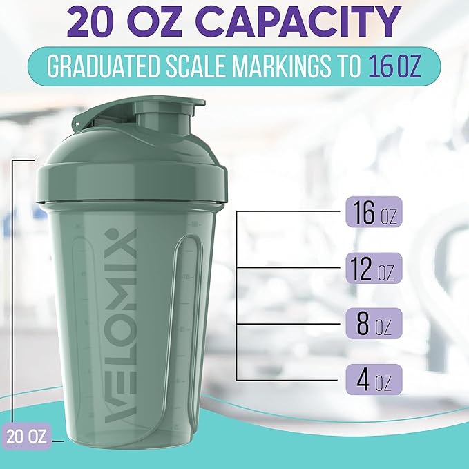 '-6 PACK- 20 OZ Protein Shaker Bottles for Protein Mixes, Shaker Cups for Protein Shakes, Small Shaker Bottle Pack, Shaker Cup, Shakers for protein Shakes (Nature Tones - 6 Pack)-FlexoryFit