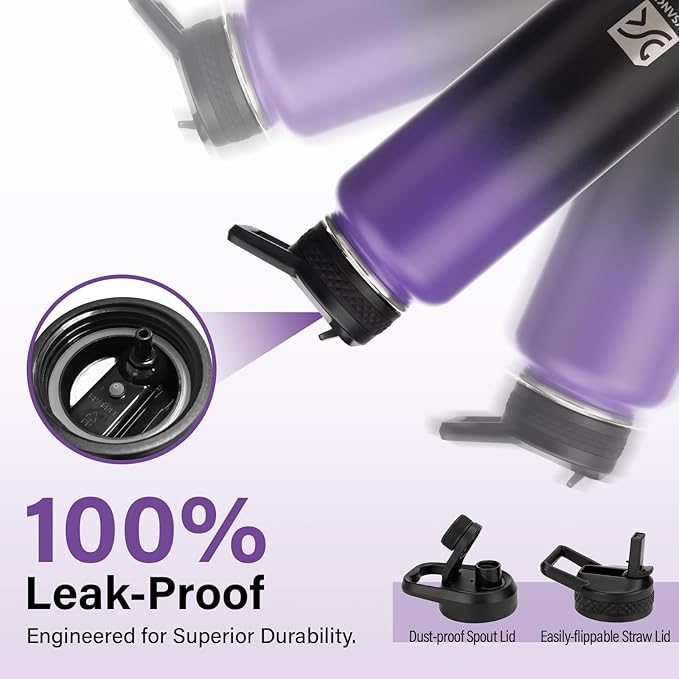 Insulated Water Bottle | Thickened Stainless Steel Vacuum Metal | Portable Sports Water Jug for Gym and Hiking with Straw, Carrier Bag, Handle Strap | BPA-Free 40 oz-FlexoryFit