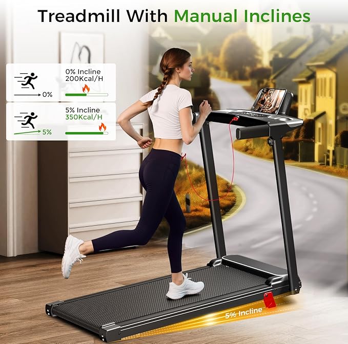Portable Treadmill with Incline, 3.0HP Walking Pad with Handle Bar, 3-in-1 Foldable Treadmill for Home Office Small Space with Quiet Brushless, 300 LBS Capacity-FlexoryFit