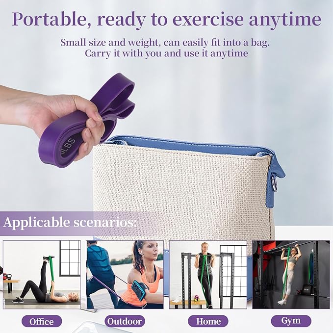Resistance Bands for Working Out, Pull Up Assistance Bands, Exercise Workout Bands for Men & Women, Gym Bands with Door Anchor & Handle, Stretching Bands for Physical Therapy, Muscle Training-FlexoryFit