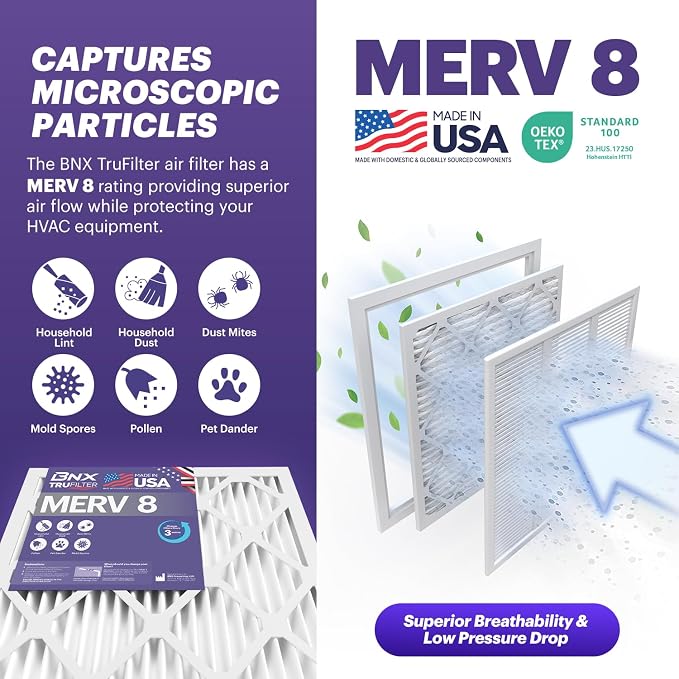 BNX TruFilter 14x20x1 Air Filter MERV 8 - Image 3