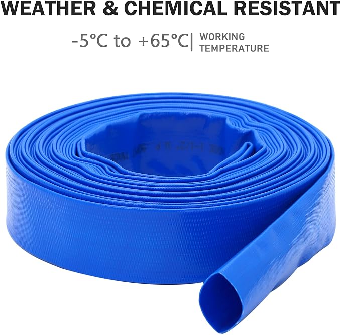 DAVCO 2" x 100 ft Pool Backwash Hose, Heavy Duty Reinforced Blue PVC Lay Flat - Image 5