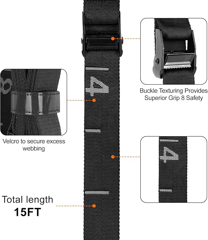 Teamaze Gymnastics Rings Straps with 15 FT Adjustable Number Buckle for Pull-Up Bar Workout Exercise Gym Hanging Rings Indoor (One Pair Strap Only)-FlexoryFit