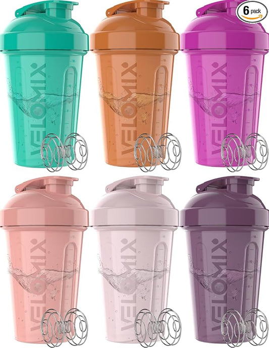 '-6 PACK- 20 OZ Protein Shaker Bottles for Protein Mixes, Shaker Cups for Protein Shakes, Small Shaker Bottle Pack, Shaker Cup, Shakers for protein Shakes (Rose Garden - 6 Pack)-FlexoryFit