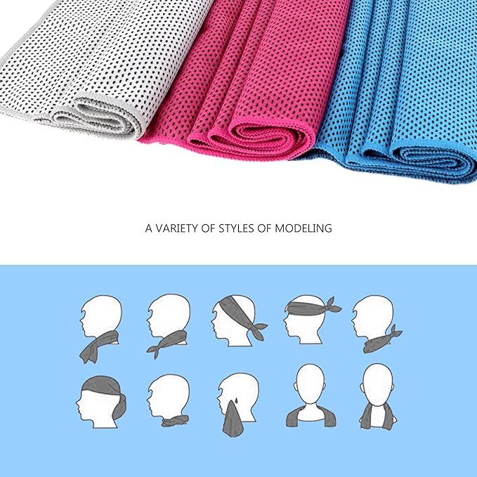 Biange Cooling Towel (Pack of 20, 40"x12") with Pouches for Sports, Workout, Fitness, Gym, Yoga, Golf, Pilates, Travel, Camping & More-FlexoryFit