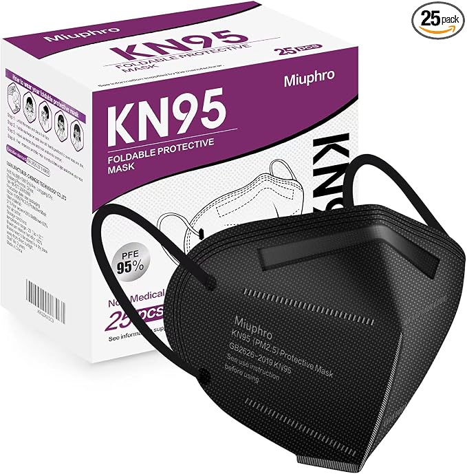 Miuphro KN95 Disposable Face Mask 25 Pack 5-Ply Breathable Safety Masks Against by Miuphro