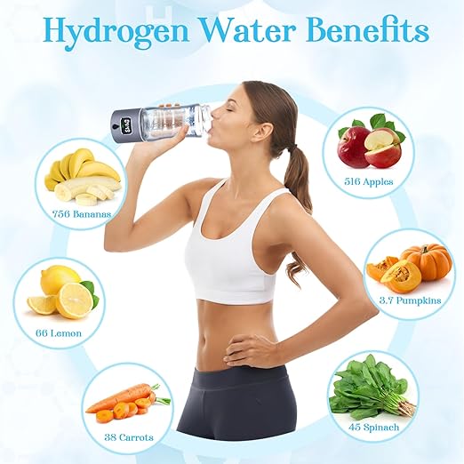 Hydrogen Water Bottle Generator with SPE/PEM Technology, Portable H2 Water Ionizer Machine, Birthday,Xmas Gift for Family Friends Office Travel Sports (Silver, 9.05*Φ2.63in)