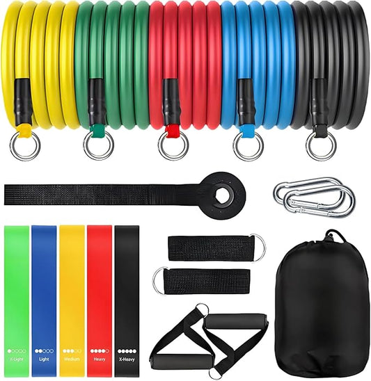 Exercise Bands Resistance Bands Set,Resistance Bands for Physical Therapy,Exercise Bands with Handles,Workout Bands Resistance for Women & Men(150 LBS)-FlexoryFit